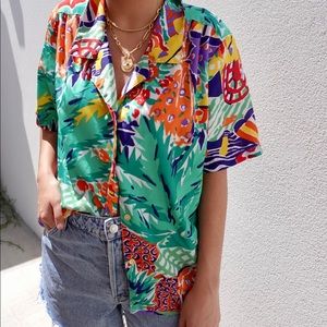 Vintage colorful button down Top